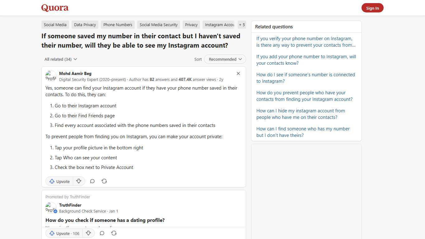 If someone saved my number in their contact but I haven't saved their number, will they be able to see my Instagram account? - Quora